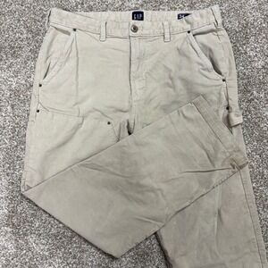 Gap Carpenter Pants Mens 34x30 Tan Corduroy Double Knee Workwear Utility Straigh